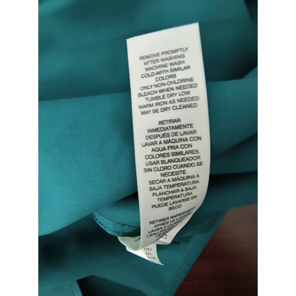 Chico's Button up Shirt Women's Sz 12 Teal Long Sleeve Collared No Iron Cotton - Picture 11 of 13